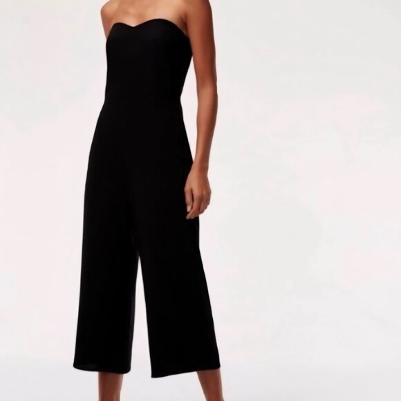 NWT Aritzia BABATON Roshan Black Cropped Leg Jumpsuit 0 - Picture 1 of 8